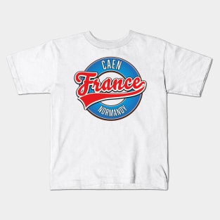 Caen Normandy France retro logo Kids T-Shirt